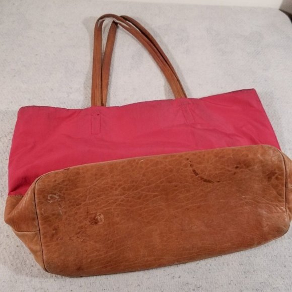 DKNY Dark Pink & Brown Suede Large Shoulder Bag - Picture 7 of 8